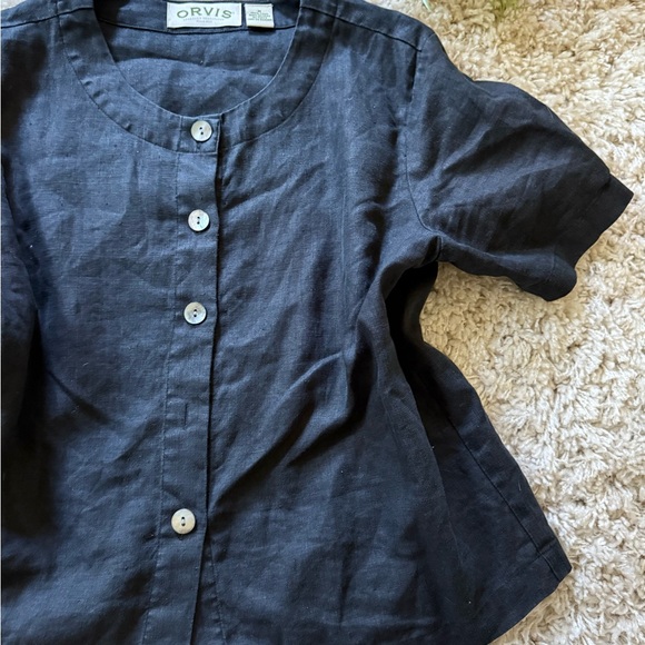 Orvis Black Button Down Shirt Short Sleeve Casual - Picture 4 of 6